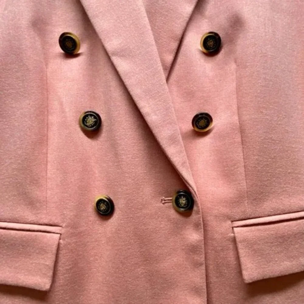 Loft Brushed Flannel Suit Women's 8 Blazer Jacket + Pant Set Pink Ruby Suits EUC